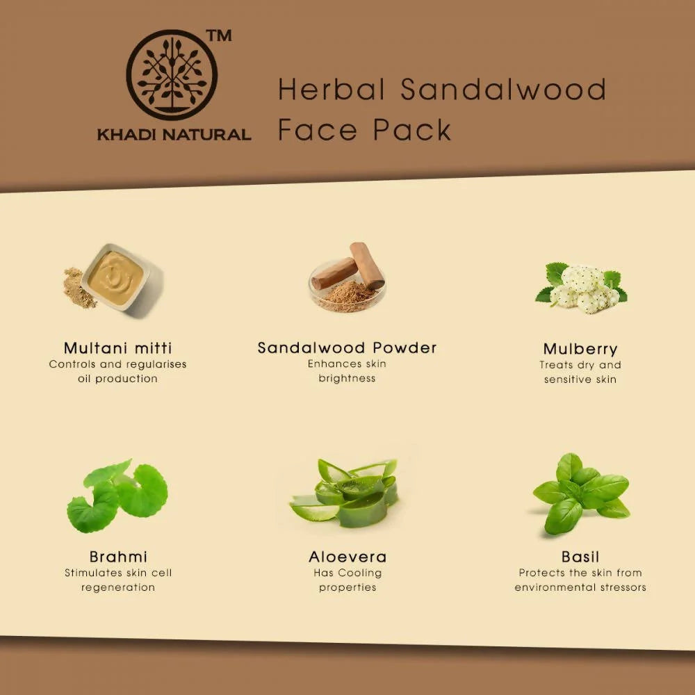 Khadi Natural Sandalwood Herbal Face Pack - 50 gm - Pack of 2