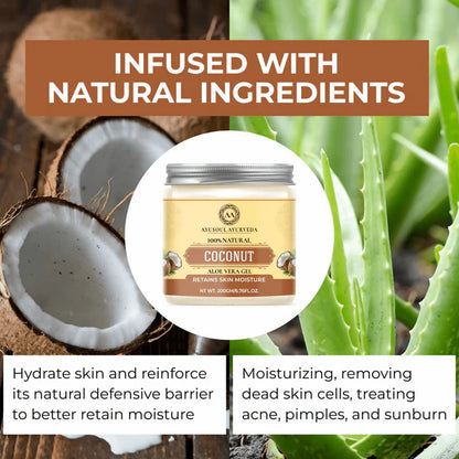Ayusoul Ayurveda Coconut Aloe Vera Gel For Face & Body Skin Treatment - 200 gm