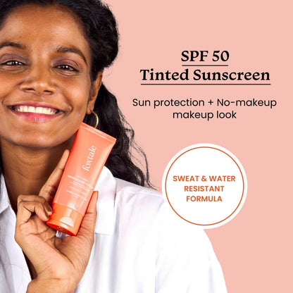 Foxtale Tinted Sunscreen SPF 50 PA++++ & Primer Shade 3 - Light, Water Resistant with Dry-Touch Finish, Blurs Out Pores