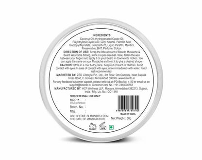Beardo Beard and Mustache Wax Extra Strong - 50 gm