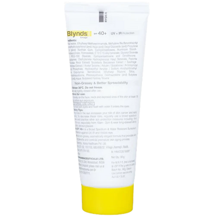 Intas Blynds Emulgel Sunscreen with UV+IR Protection SPF 40+ PA+++ & Water-Resistant - 50 gm