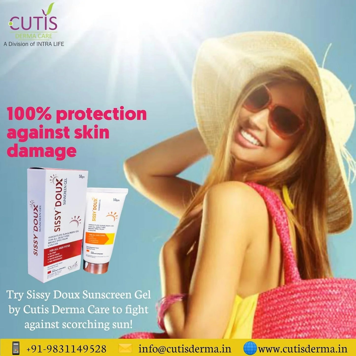 Rotex Cutis Sissy Doux Sunscreen Gel SPF 50 PA++++ - 50 gm