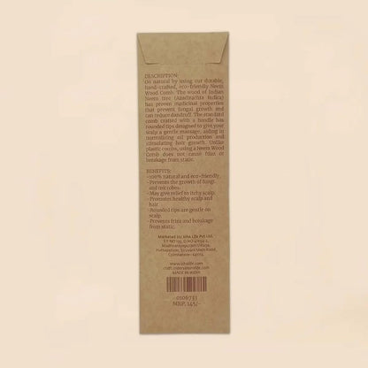 Isha Life Handmade Neem Wood Comb With Handle (Wider Teeth)