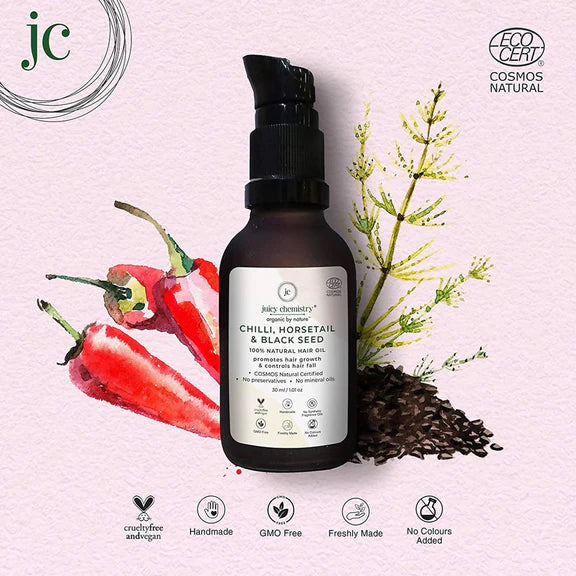 Juicy Chemistry Chilli Horsetail and Blackseed Hair Oil - 30 ml