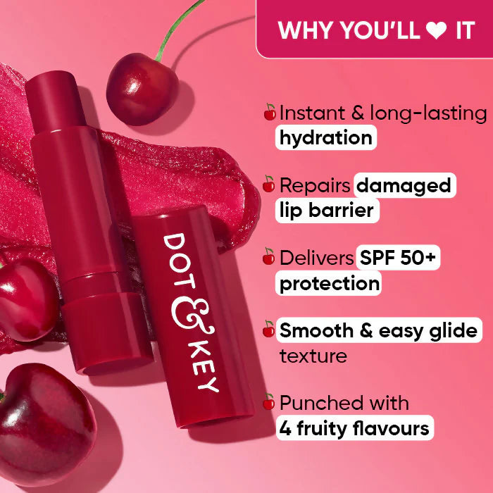 Dot & Key Barrier Repair Hydrating Lip Balm SPF 50 With Ceramides & Peptides Cherry Crimson - 4.5 gm