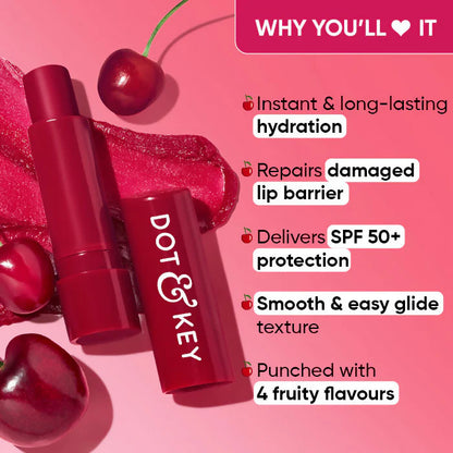 Dot & Key Barrier Repair Hydrating Lip Balm SPF 50 With Ceramides & Peptides Cherry Crimson - 4.5 gm