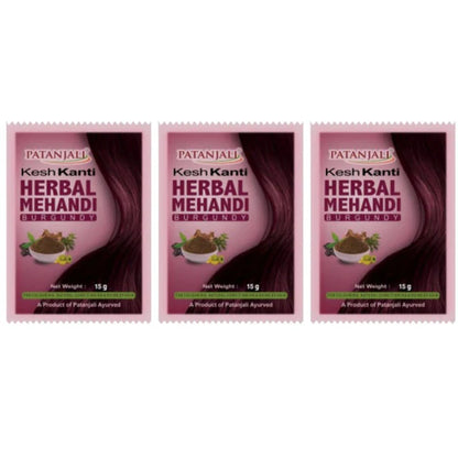 Patanjali Kesh kanti Herbal Mehandi Burgundy - 15 gm - Pack of 3