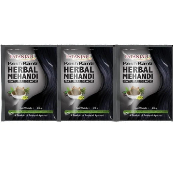 Patanjali Kesh kanti Herbal Mehandi Natural Black - 20 gm - Pack of 3