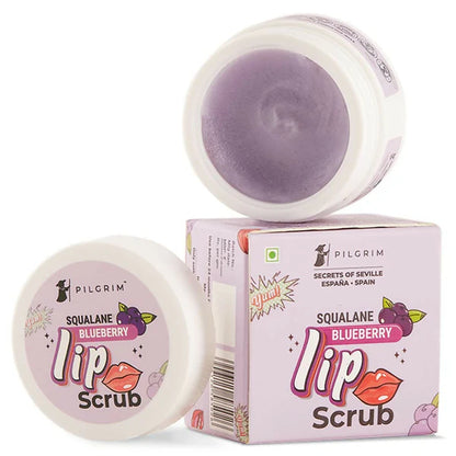 Pilgrim Spanish Lip Scrub (Blueberry) For Dark Lips, Gentle Exfoliation, Hydrated, Smooth & Soft Lips - 8 gm