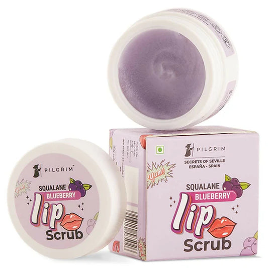 Pilgrim Spanish Lip Scrub (Blueberry) For Dark Lips, Gentle Exfoliation, Hydrated, Smooth & Soft Lips - 8 gm