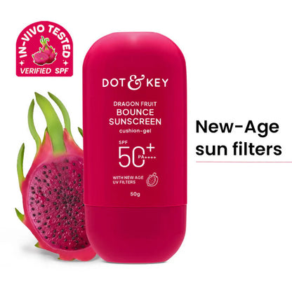 Dot & Key Dragon Fruit Bounce Sunscreen In-Vivo Tested SPF 50+ PA++++, With New-Age UV Filters - 50 gm