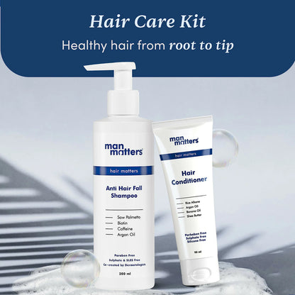 Man Matters Anti Hair Fall Shampoo and Conditioner Combo - Helps in Deep Nourishment and Frizz Free Hair, Sulphate & Paraben Free