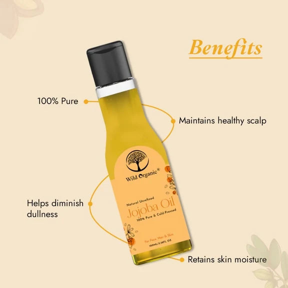 Wild Organic Cold Pressed Unrefined Jojoba Oil - 100 ml
