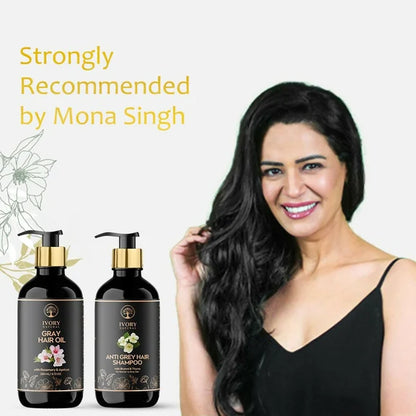 Ivory Natural Grey Combo For Hair - Natural Solution For Greys, Restore Natural Black And Shine Of Hair - combo