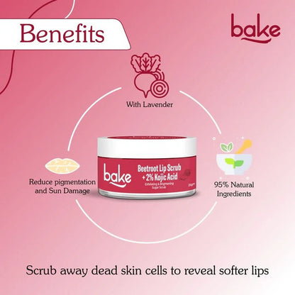 Bake 2% Kojic Acid Beetroot Lip Scrub For Dark Lips & Pigmentation - 25 gm