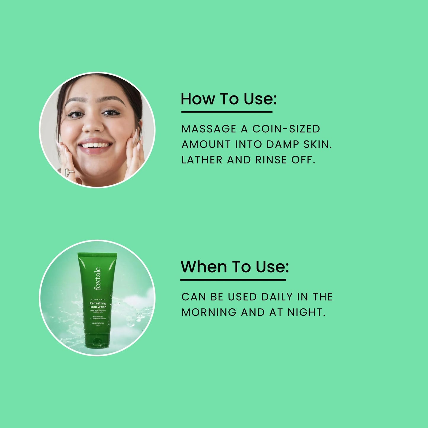 Foxtale Refreshing Face Wash For Deep Cleansing with Niacinamide - Hydrates & Brightens Skin - 100 ml