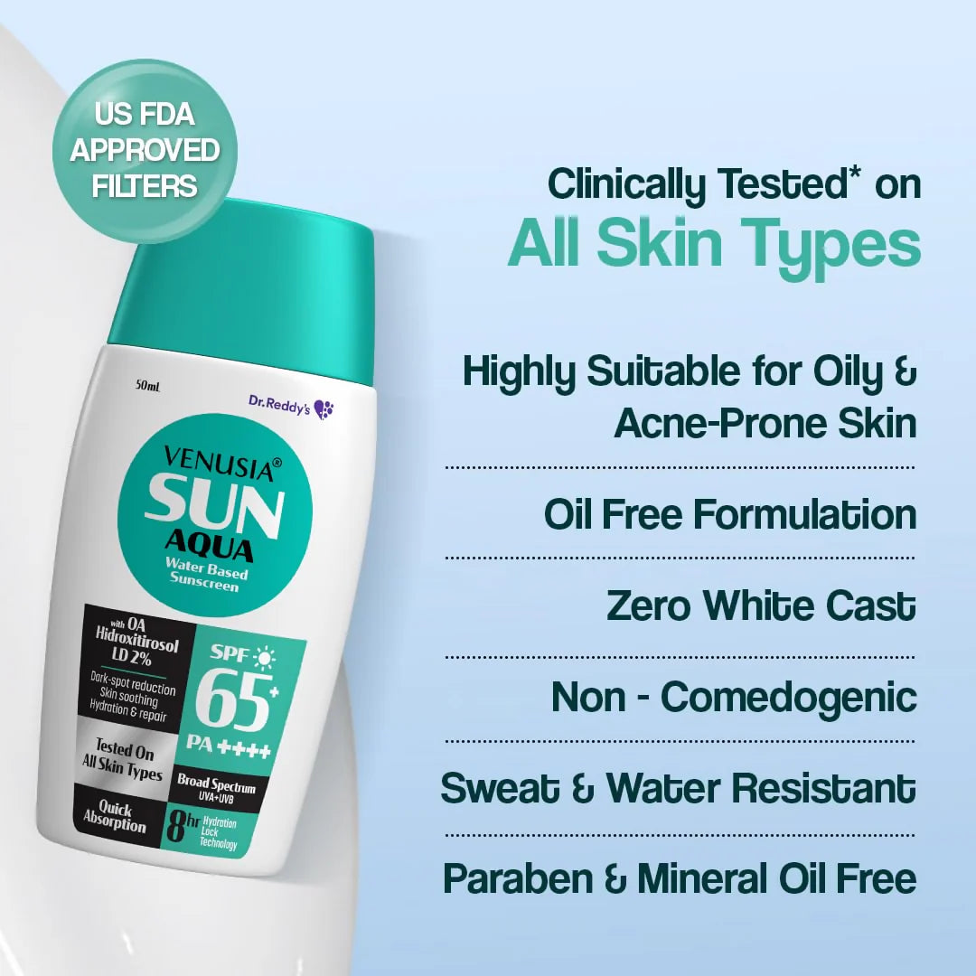 Dr. Reddy's Venusia Sun Aqua Water Based Sunscreen SPF 65 For Oily & Acne Skin - 50 gm