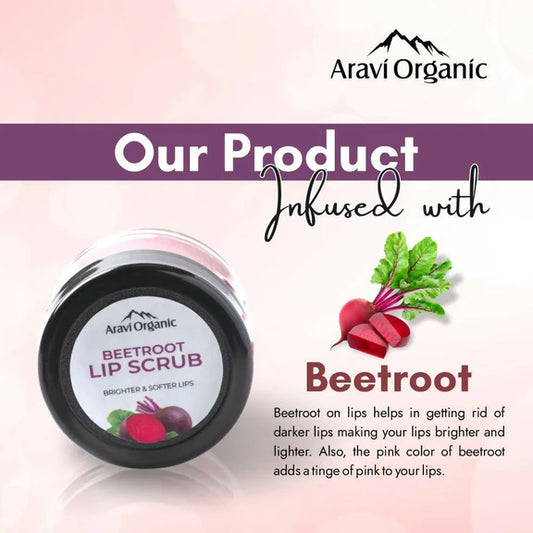 Aravi Organic Beetroot Lip Lightening Scrub Balm - 15 gm