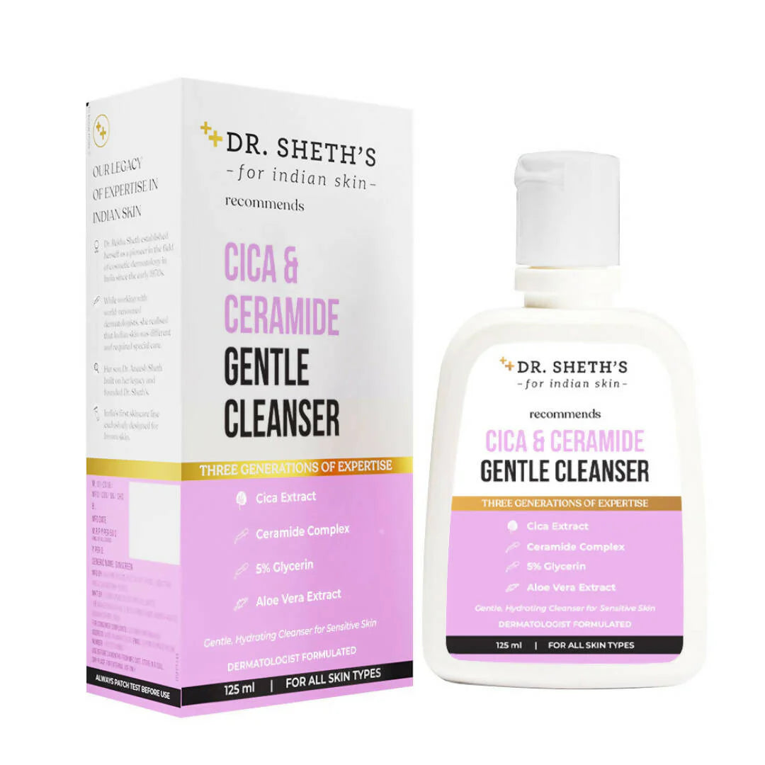 Dr. Sheth's Cica & Ceramide Gentle Cleanser Hydrating Face Wash For Normal, Dry & Sensitive Skin