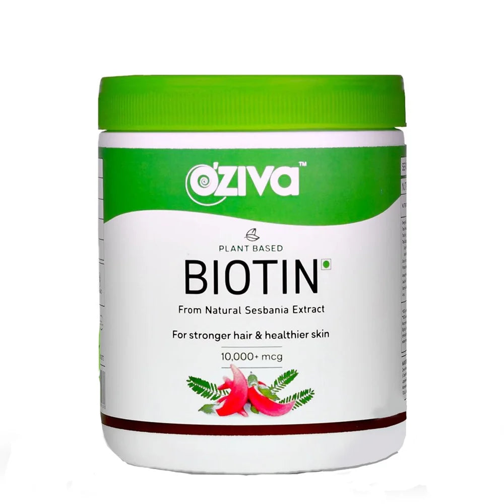 OZiva Plant Based Biotin (10,000+ mcg) -125 gm