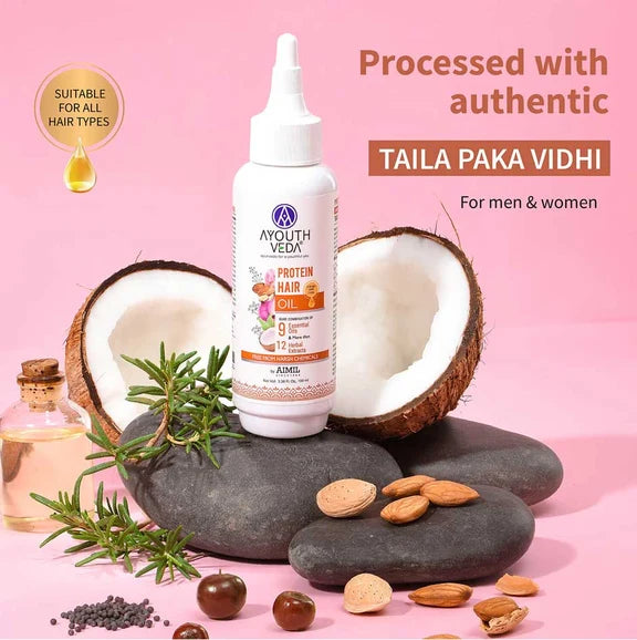 Ayouthveda Protein Hair Oil With Bhringraj and Coffee Beans - 100 ml