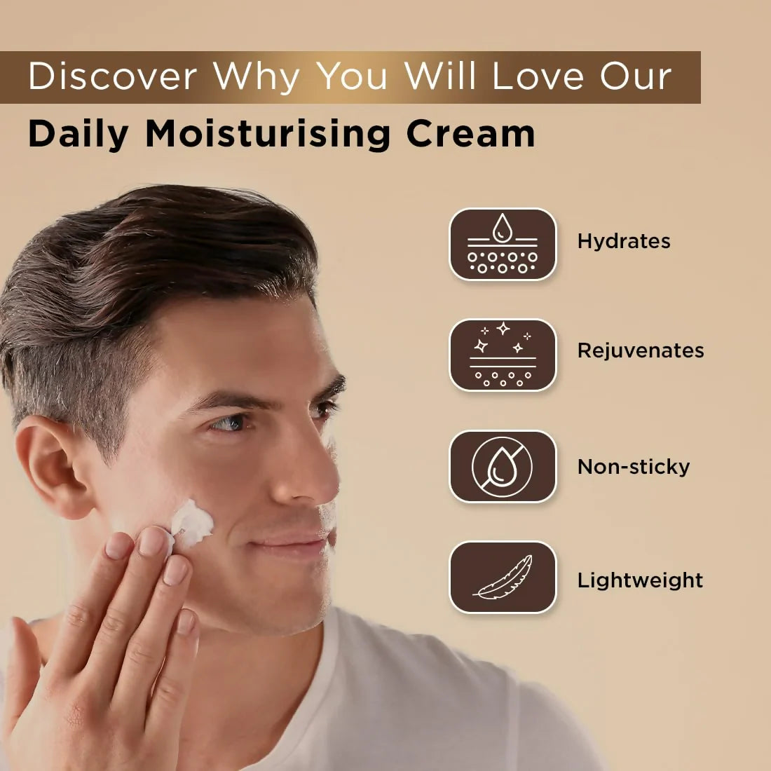 The Man Company Non-Sticky Daily Moisturizing Cream For Dry Skin - 50 gm