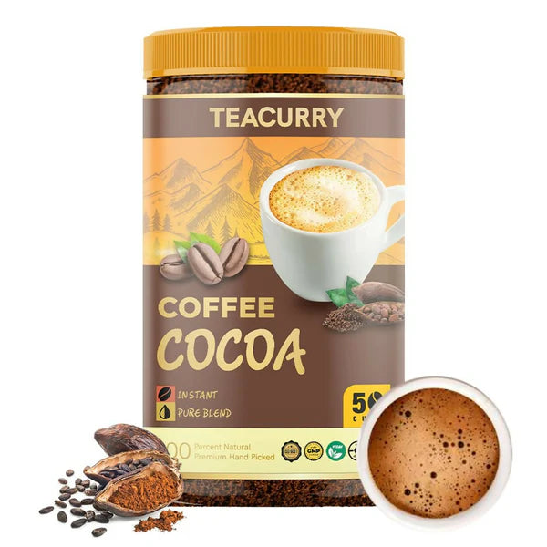 Teacurry Cocoa Instant Coffee Powder - Arabica Freeze Dried Coffee for Instant Hot & Cold Coffee - 50 gm