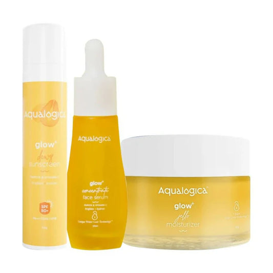 Aqualogica Bright Essentials Combo Sunscreen + Face Serum + Gel Moisturizer - combo