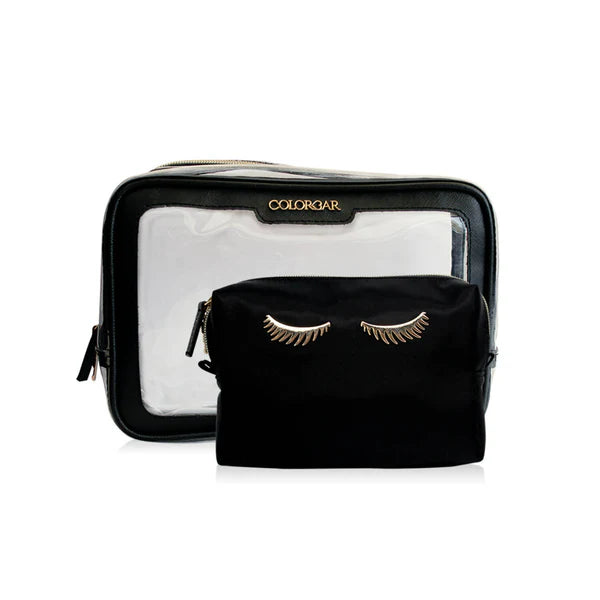 Colorbar Pouch Lips & Lashes Box Pouch (Set Of Two) - Black - Combo