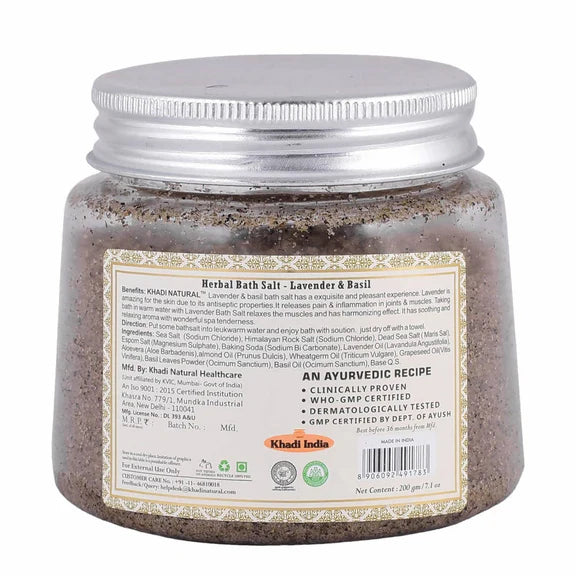 Khadi Natural Lavender & Basil Herbal Bath Salt - 200 gm
