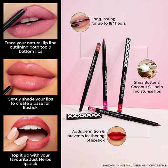 Just Herbs Fill & Define Lip Liner - Fiery Pink - 0.3 gm