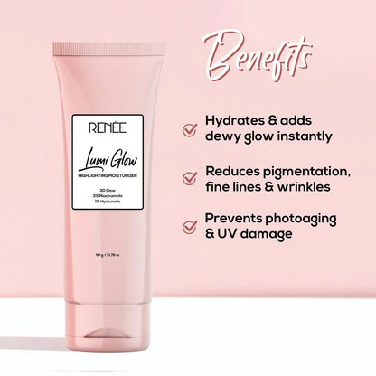 Renee Cosmetics Lumi Glow Highlighter Moisturizer 3D Glow 3% Niacinamide 1% Hyaluronic - 50 gm