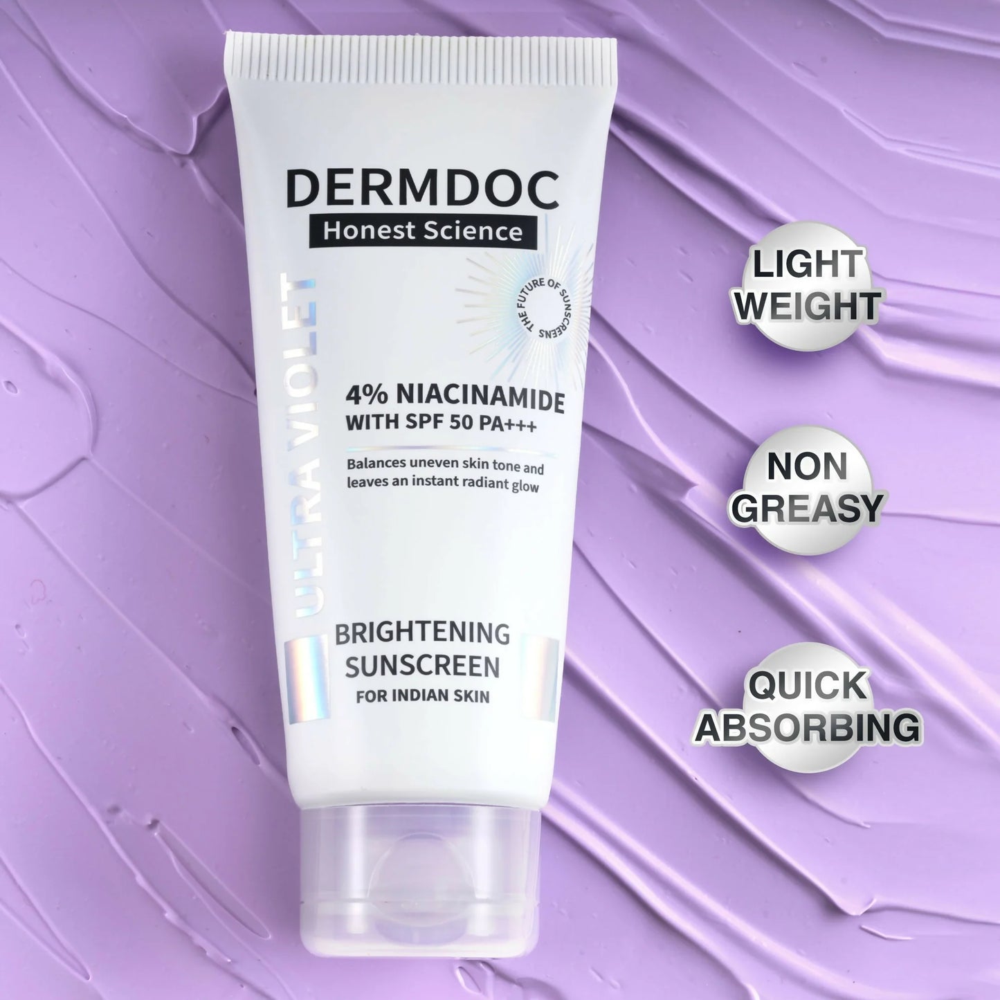 Dermdoc 4% Niacinamide With Spf 50 Pa +++ Brightening Sunscreen - 60 gm