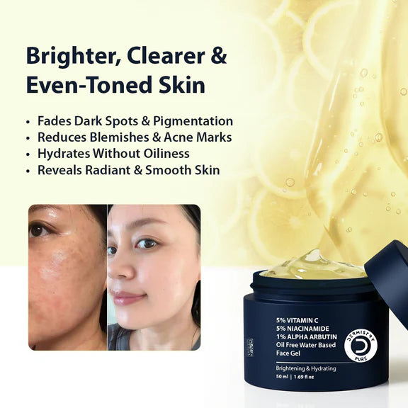 Dermistry Vitamin C Niacinamide Alpha Arbutin Oil Free Water Based Remove Tanning D Tan Detan Skin Dark Spots Removal Face Gel - 50 ml