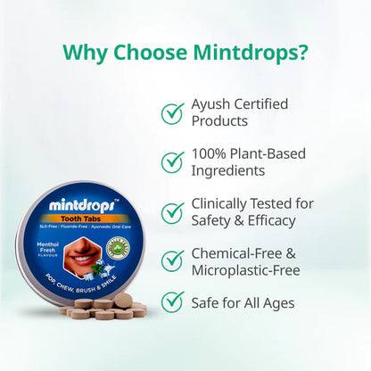 Mintdrops Premium Tooth Tabs - Menthol Fresh Flavour - 60 tabs