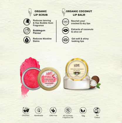 Love Earth Lip Saviour Kit for Skin Hydration & Moisturization, Chapped Lips With Bees Wax And Cocoa Butter - Combo Pack