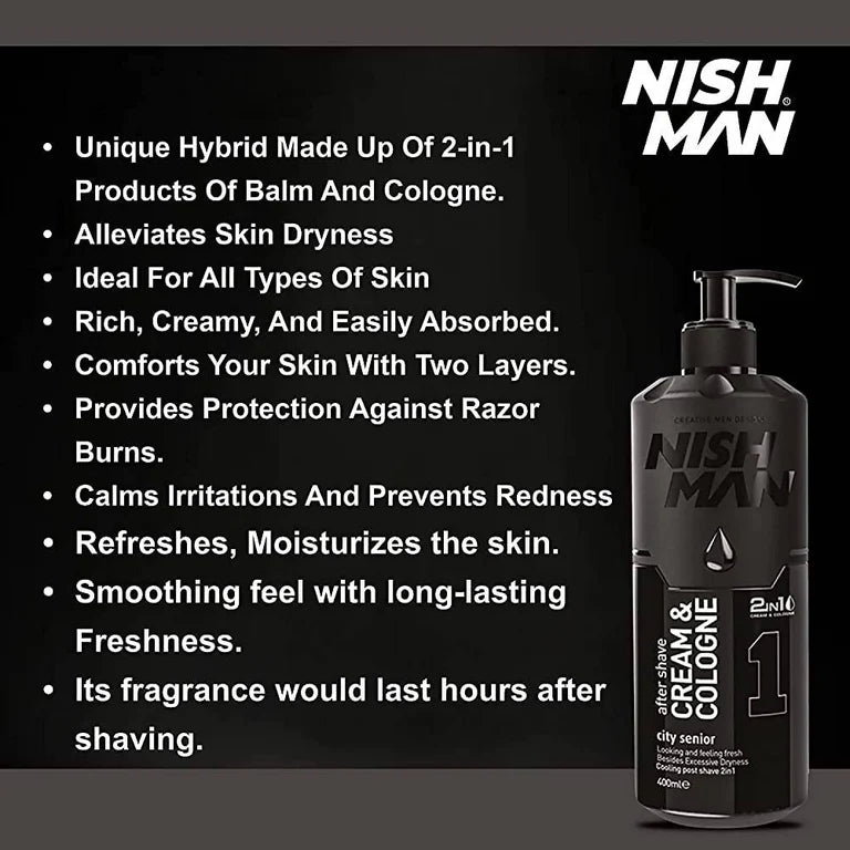 Nishman After Shave 2 in 1 Cream & Cologne City Senior - Cream Based - 400 ml