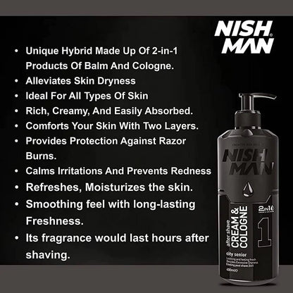 Nishman After Shave 2 in 1 Cream & Cologne City Senior - Cream Based - 400 ml