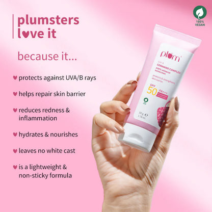 Plum Oat & Ceramide Complex 100% Mineral Sunscreen SPF 50 PA+++ - 50 gm