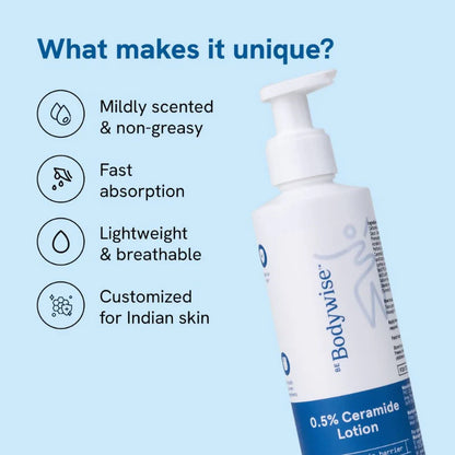 BeBodywise 0.5% Ceramide Body Lotion with Hyaluronic Acid - Prevents Dryness & Repairs Skin Barrier