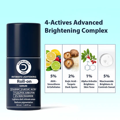 Dermistry Intimate Lightening Brightening & Underarm Deodorant Roll On Serum For Dark Spots Pigmentation - combo