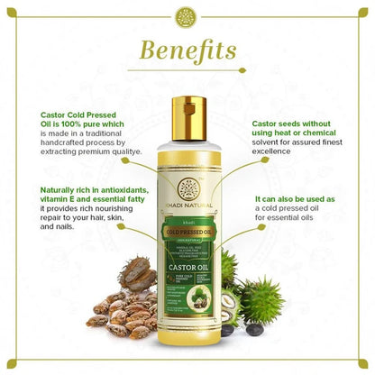 Khadi Natural Castor Cold Pressed Oil - 210 ml