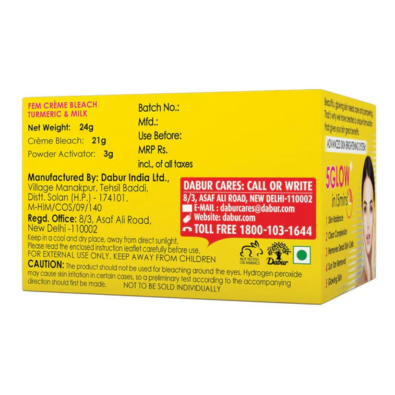 Fem Fairness (Turmeric&Milk) Creme Bleach - 24 gm