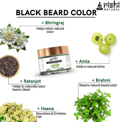 Rishi Natural Beard Black Color - 30 gm