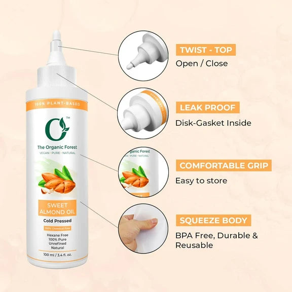 The Organic Forest Sweet Almond Oil For Skin, Face, Hair - 100 ml