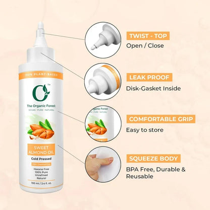 The Organic Forest Sweet Almond Oil For Skin, Face, Hair - 100 ml
