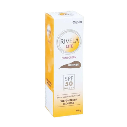 Rivela Lite Weightless Mousse Broad Spectrum UVA/UVB Sunscreen, Bronze SPF 50+ - 40 gm