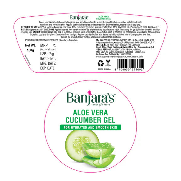 Banjara's Aloe Vera Cucumber Gel - 100 gm