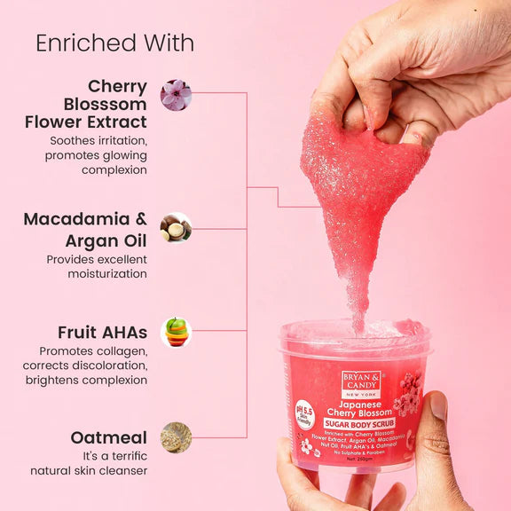 Bryan & Candy Japanese Cherry Blossom Sugar Body Scrub - 250 gm
