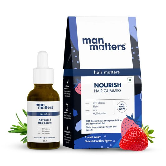 Man Matters Hair Growth Combo - Biotin Hair Gummies & Advanced Hair Serum